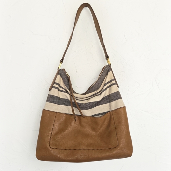 Fossil Leather Striped Fabric Shoulder Bag - Picture 10 of 10